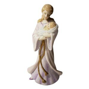 George Good Madonna Mary Baby Jesus Lady Purple Dress Robe Figurine